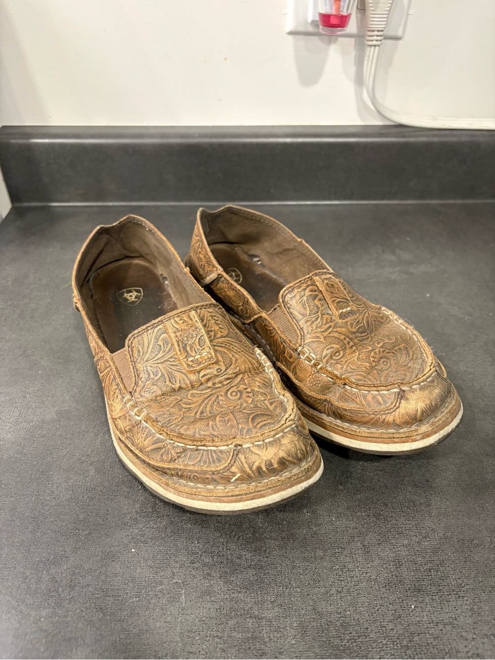 Ariat Women’s Brown Embossed Leather Slip-On Cruiser